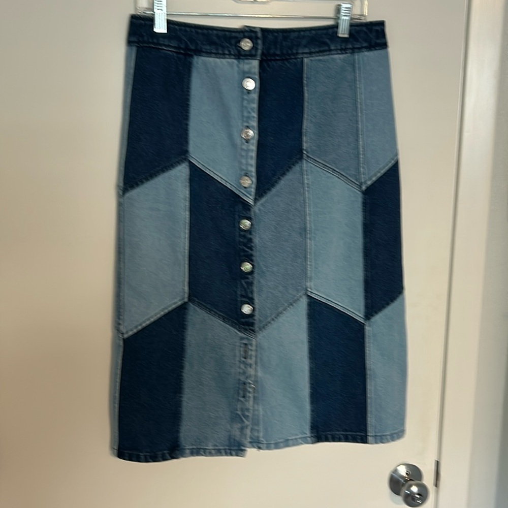 Sézane nwt jupe alexane patch work denim skirt size 8